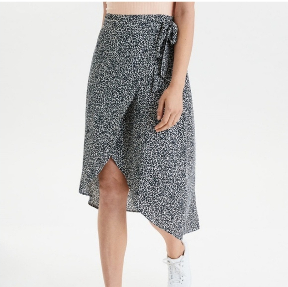 American Eagle Leopard Print Wrap Midi Skirt - XS